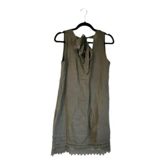 Rosemarine Linen Dress Green Scoop Neck Mini Shift Boho Lagenlook Beach xs - Picture 2 of 7